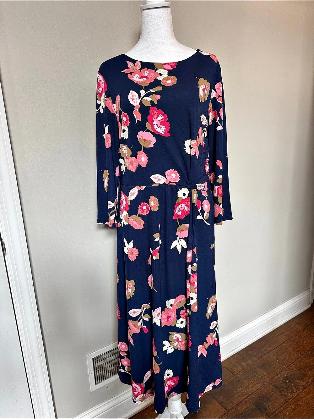 Talbots Floral Maxi Dress in Blue & Pink Size 10